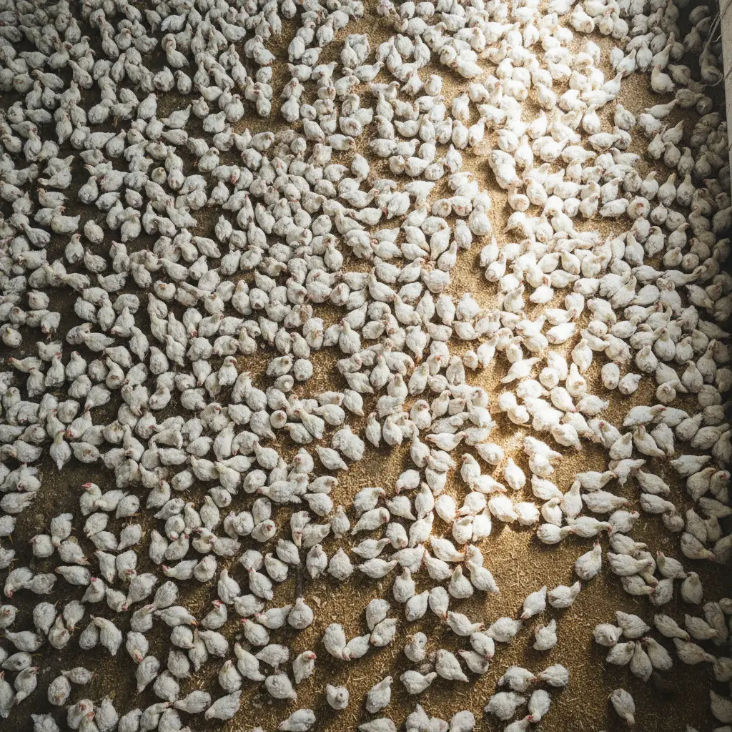 Vacca da latte con marchio auricolare in stalla intensiva, simbolo del ciclo di vita dell'industria lattiero-casearia dall'inseminazione all'abbattimento