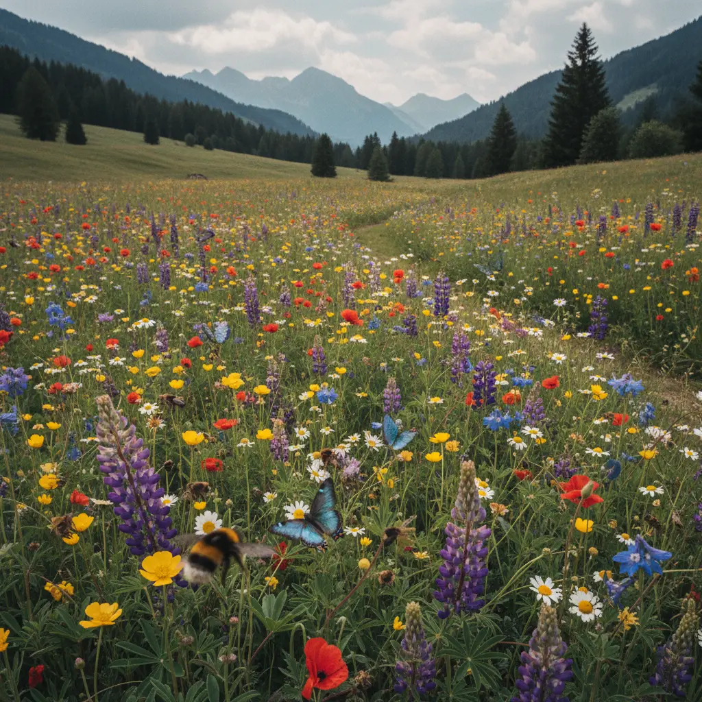 Un'ape bottinatrice raccoglie il polline da un fiore, simbolo del declino degli impollinatori e della sicurezza alimentare.