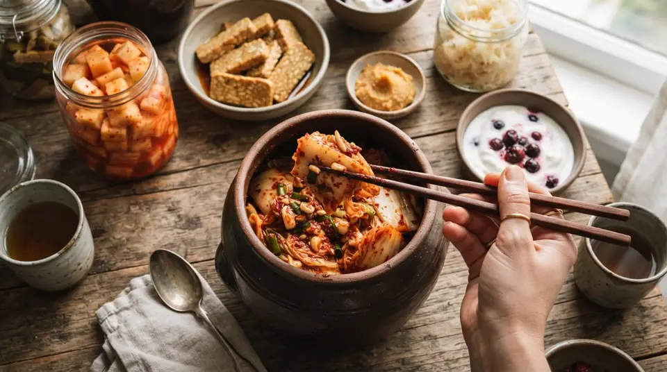 Seorang nenek tersenyum memegang hidangan veganisasi resep nenek dengan bahan nabati.