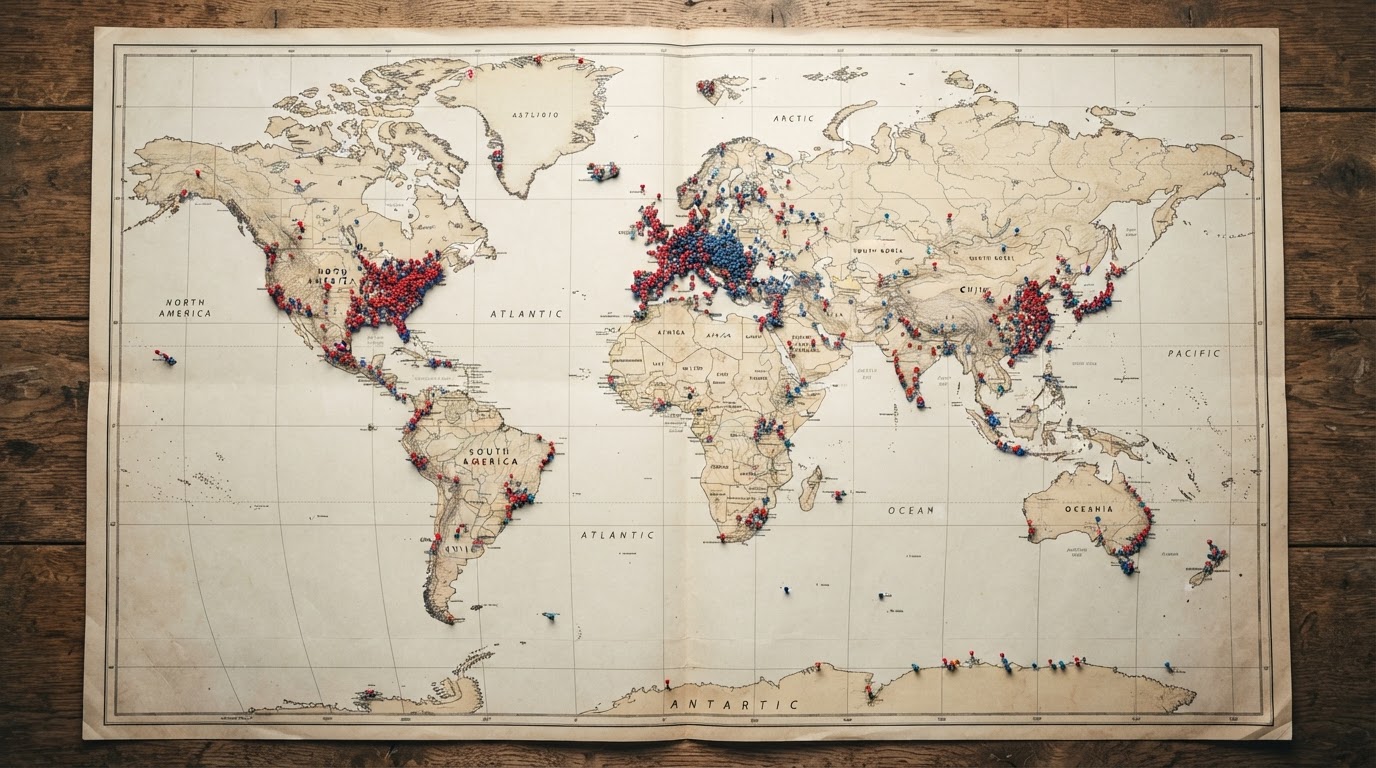 Mapa global de la propagación de la gripe aviar H5N1 en aves y mamíferos.