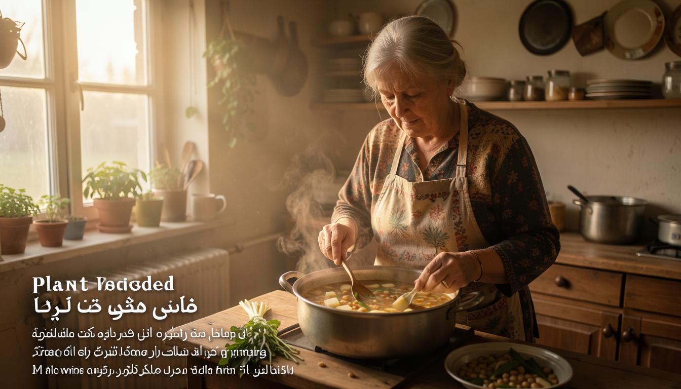 آشپزی غذاهای پرپروتئین وگان در آشپزخانه سنتی اروپای شرقی با عدس و سبزیجات