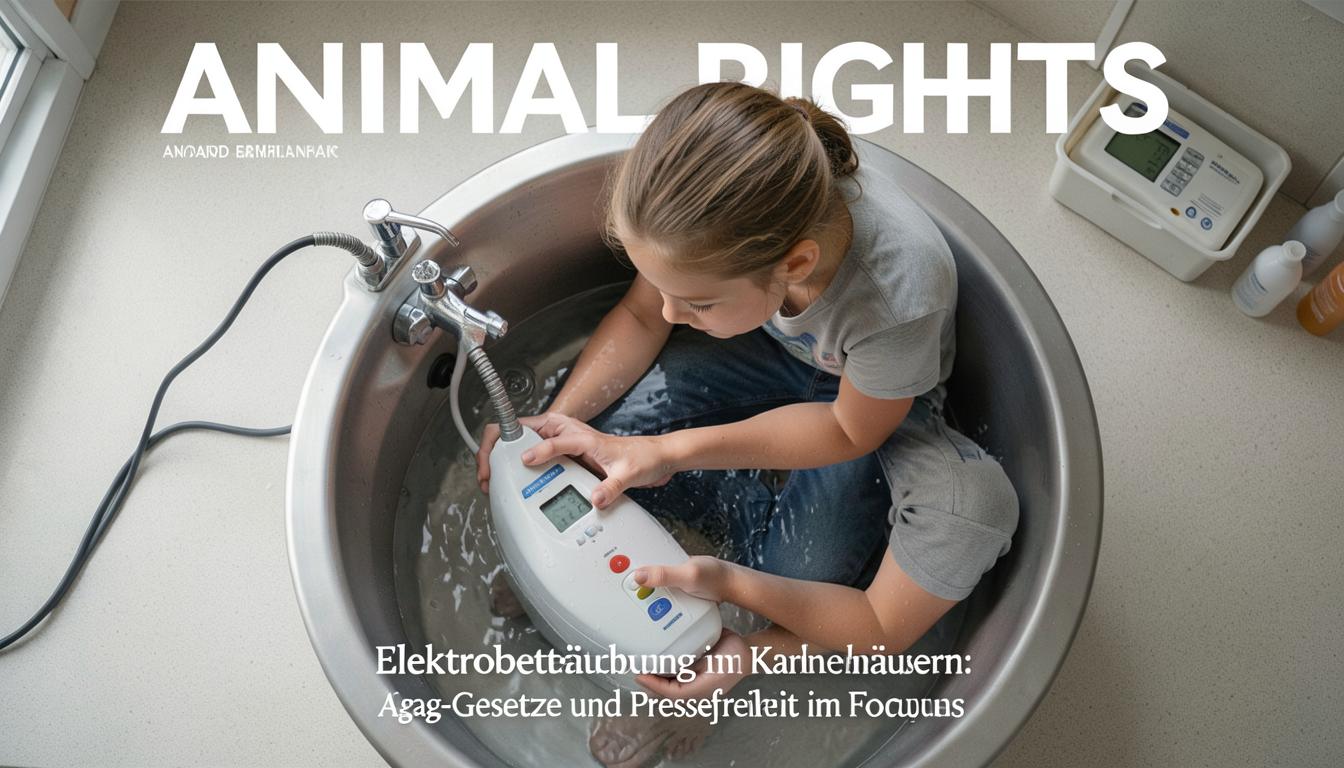Schülerin führt elektrisches Wasserbad-Betäubungsgerät in der Schule ein