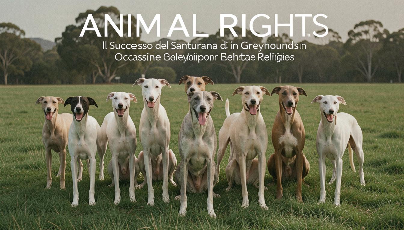 Greyhounds sorridenti in un prato verde