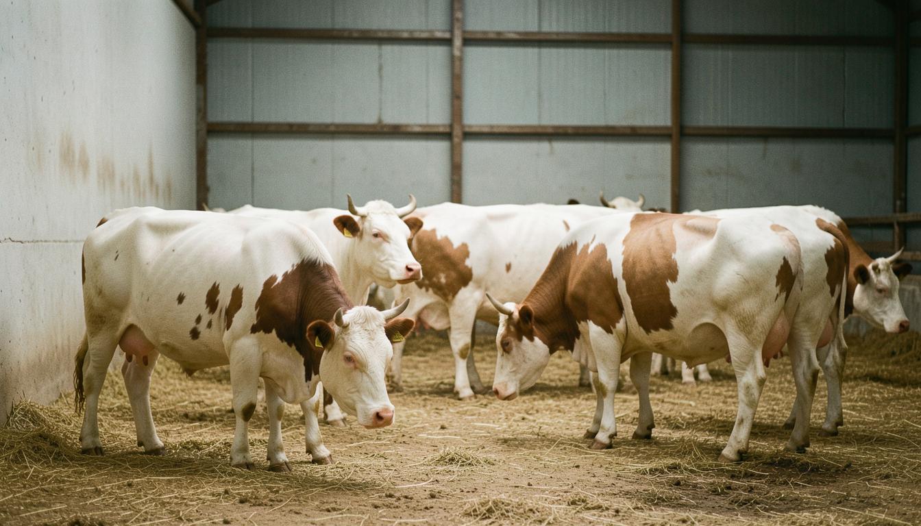 Animaux d'élevage dans un enclos sans shackle lines au Canada