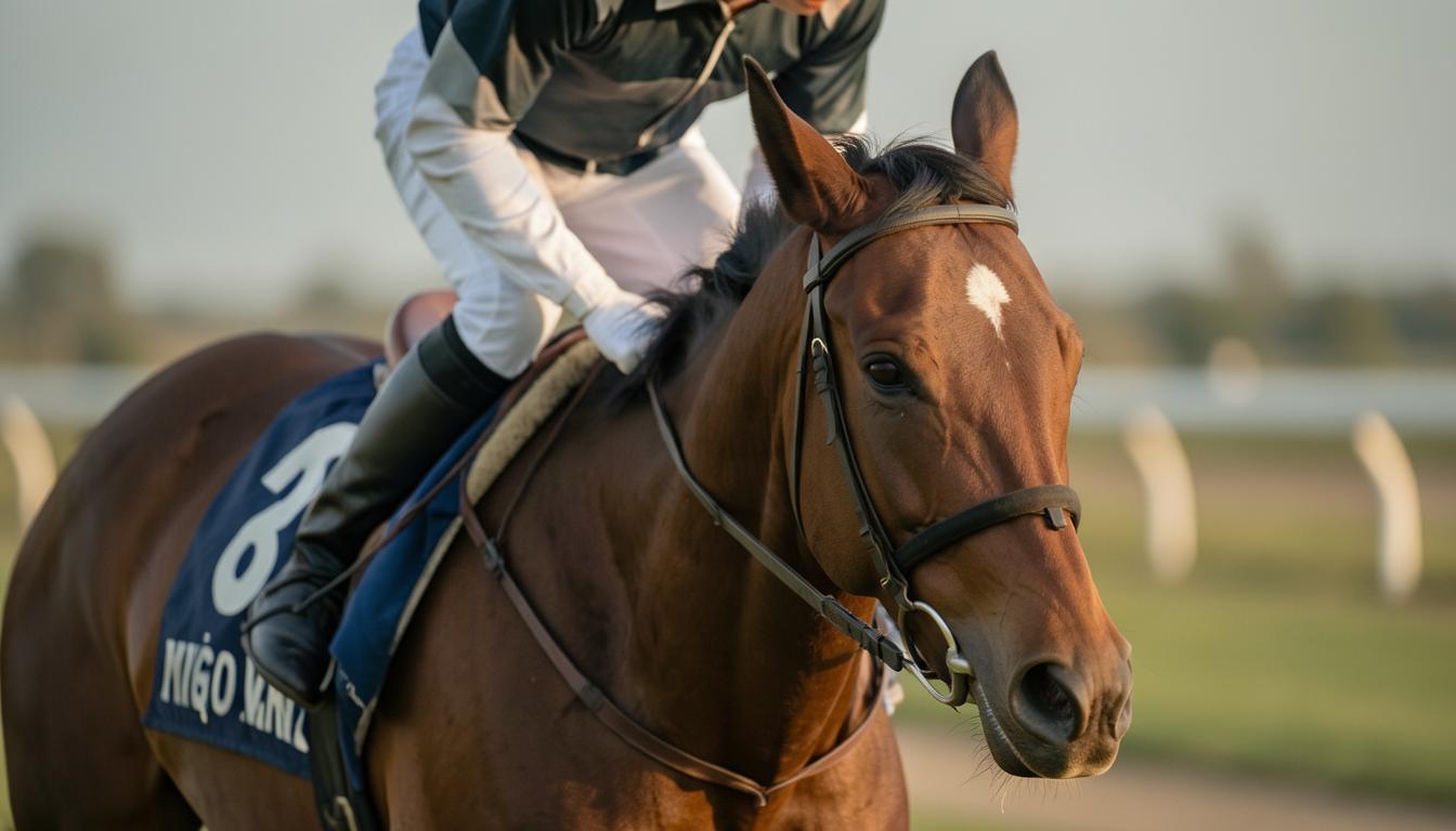 Jóquei e cavalo exaustos após uma corrida de cavalo
