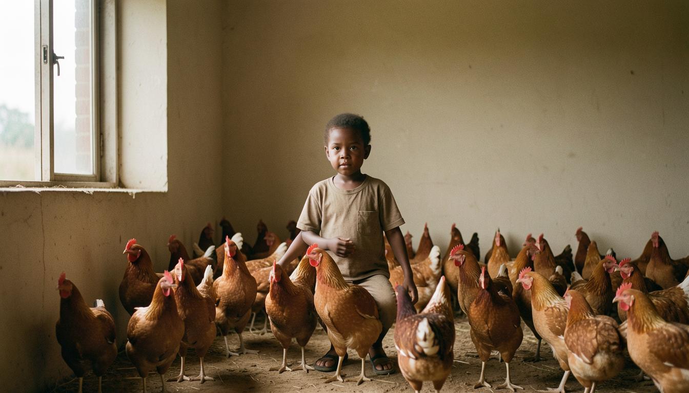 Kuku waliobanwa kwenye mabanda ya kuku ya betri, msongamano mkubwa unaoongeza hatari ya magonjwa ya zoonotiki, picha inayoonyesha hali ya kusikitisha