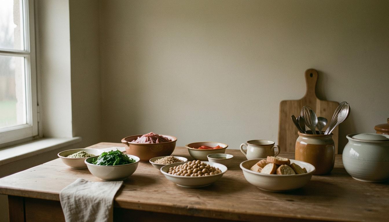 آشپزی غذاهای پرپروتئین وگان در آشپزخانه سنتی اروپای شرقی با عدس و سبزیجات
