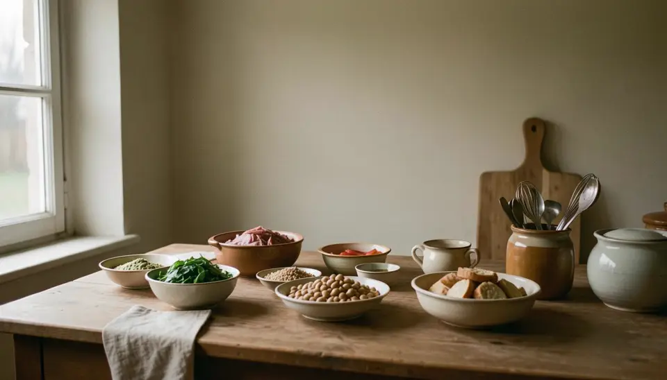 آشپزی غذاهای پرپروتئین وگان در آشپزخانه سنتی اروپای شرقی با عدس و سبزیجات