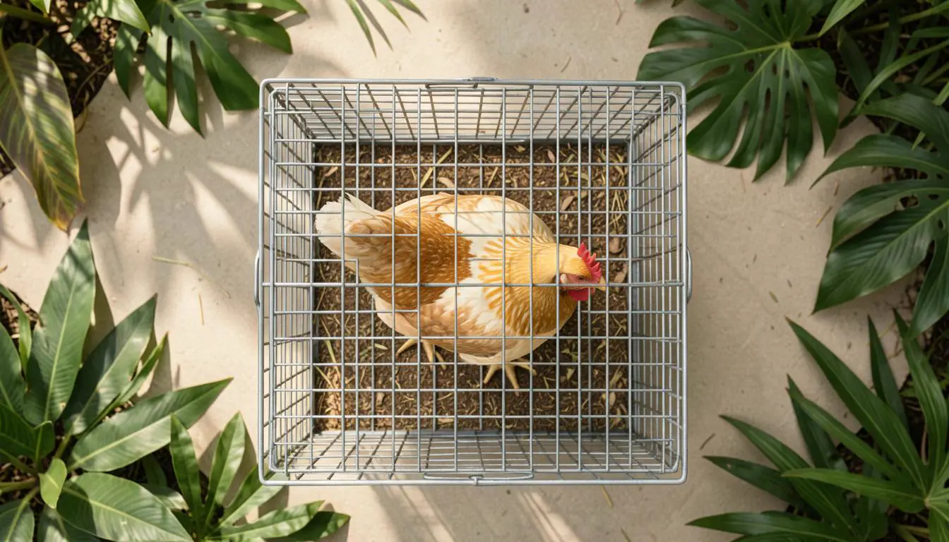 Pig in colony cage, 2024