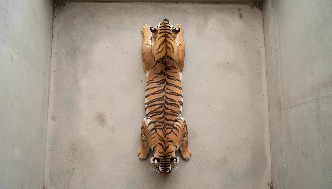 Ein Tiger in einem Zoo, der sich unwohl fühlt