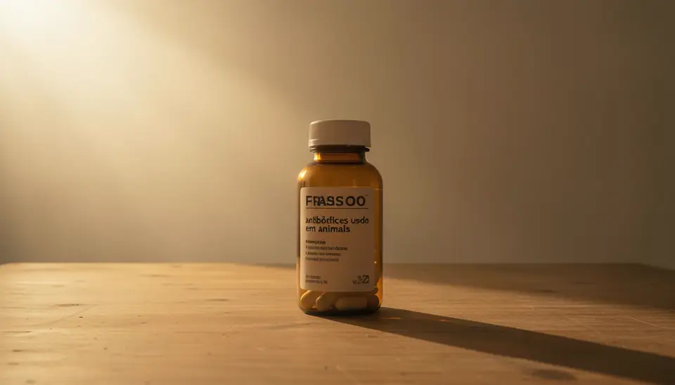Frasco de antibióticos usado em animais