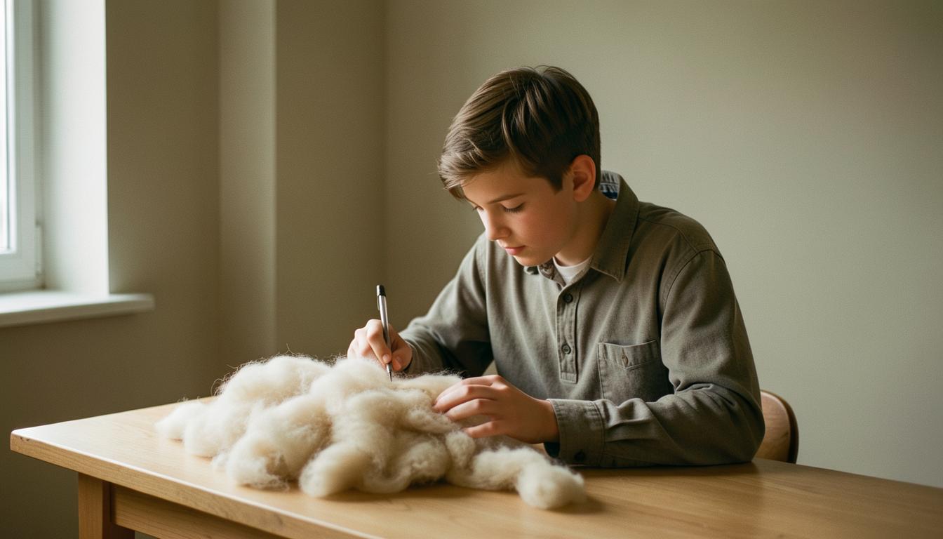 Teen researching wool production