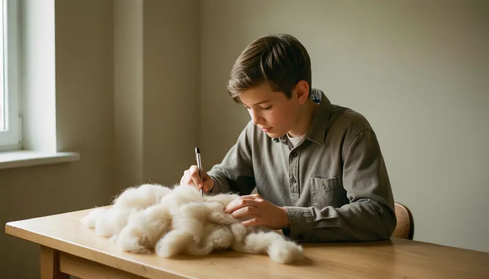 Teen researching wool production