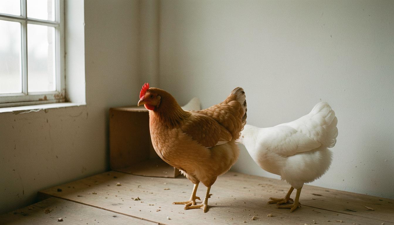 Hühnchen nach Zwangsentfedern in einer landwirtschaftlichen Einrichtung