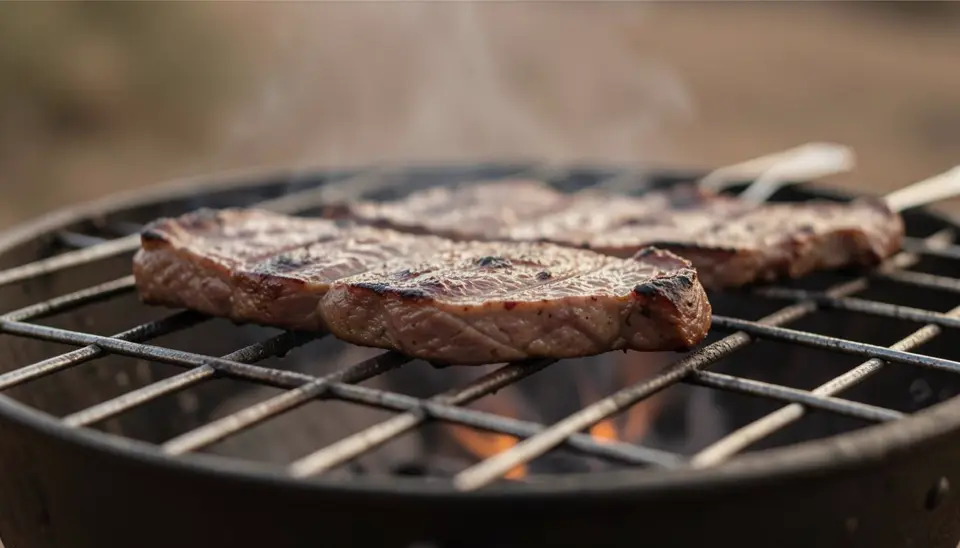 Viande grillée sur un grill andin, source de Hétérocycliques et de Polycycliques