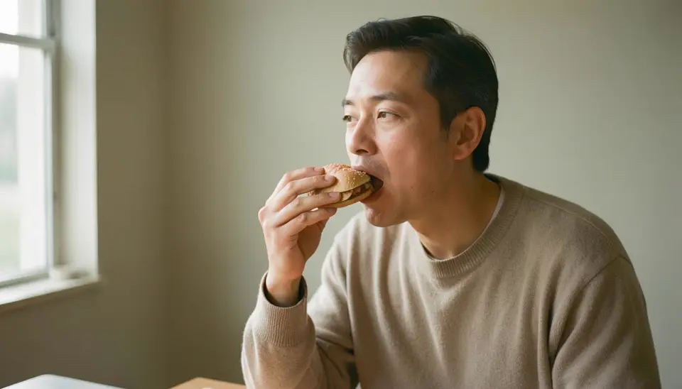 소이ボール을 먹는 사람의 손