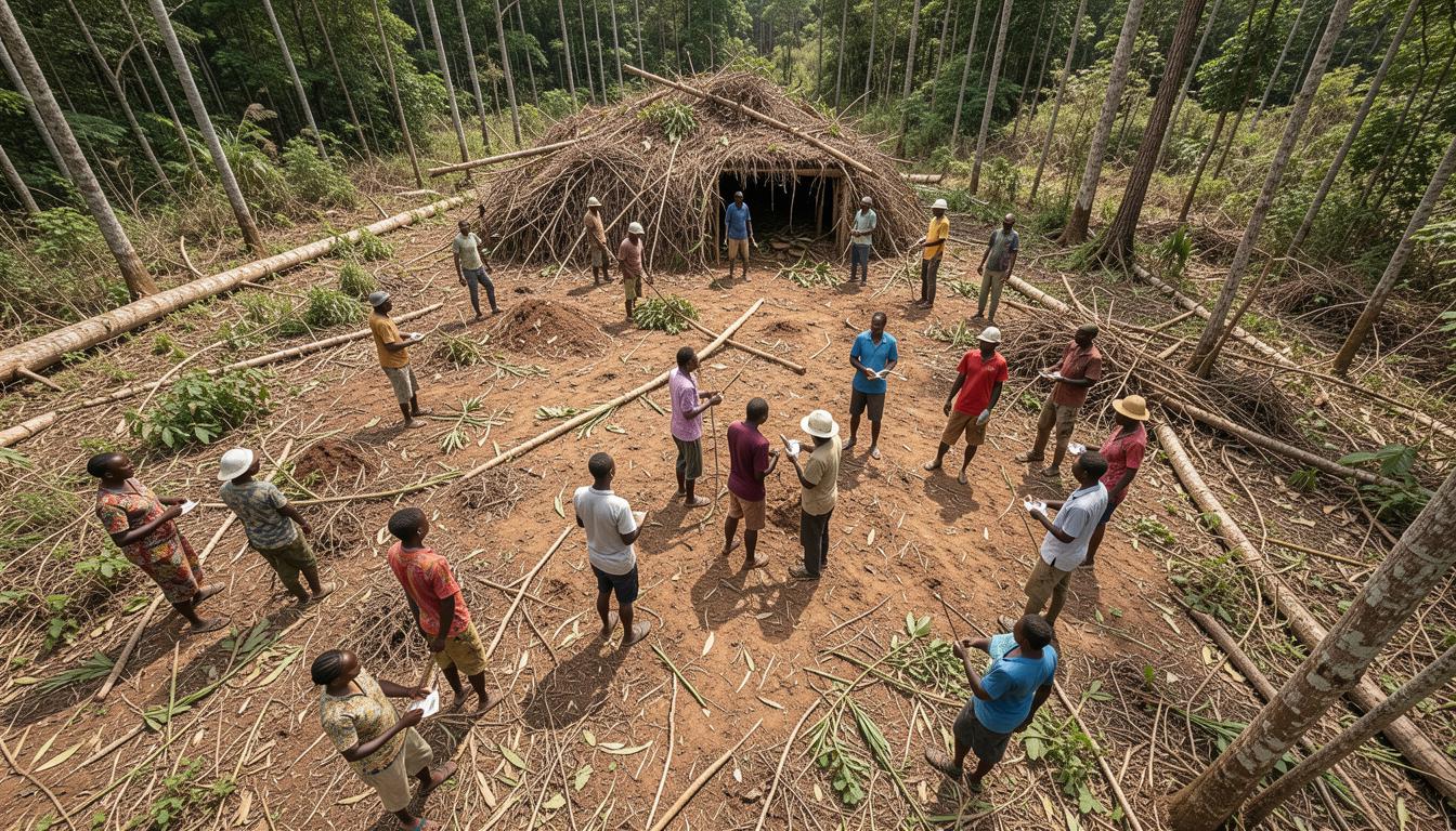 肯尼亚当地居民在森林砍伐现场