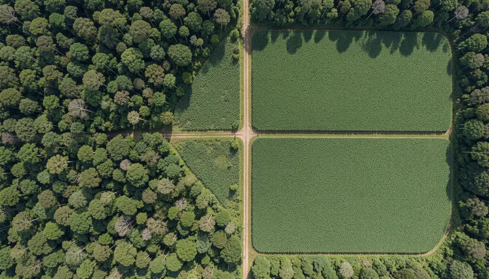 Soy farms replacing deforested rainforest in South America
