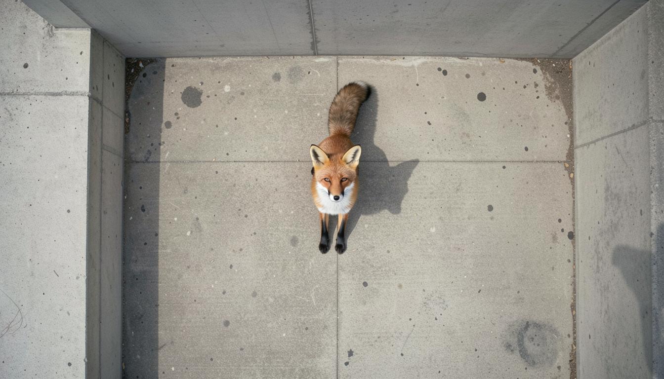 Camera trap image of a fox in an urban food desert