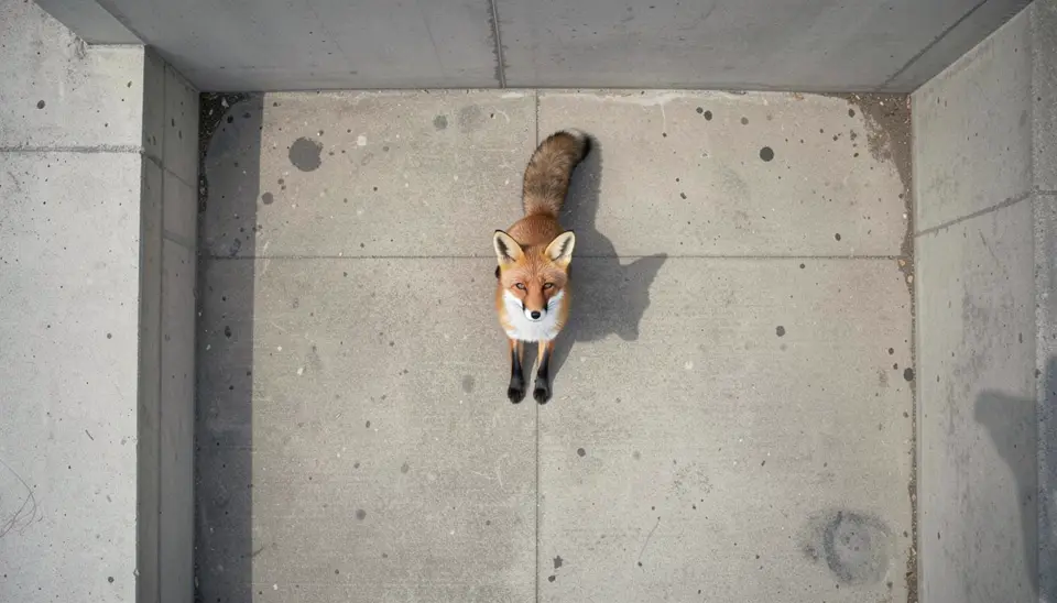 Camera trap image of a fox in an urban food desert