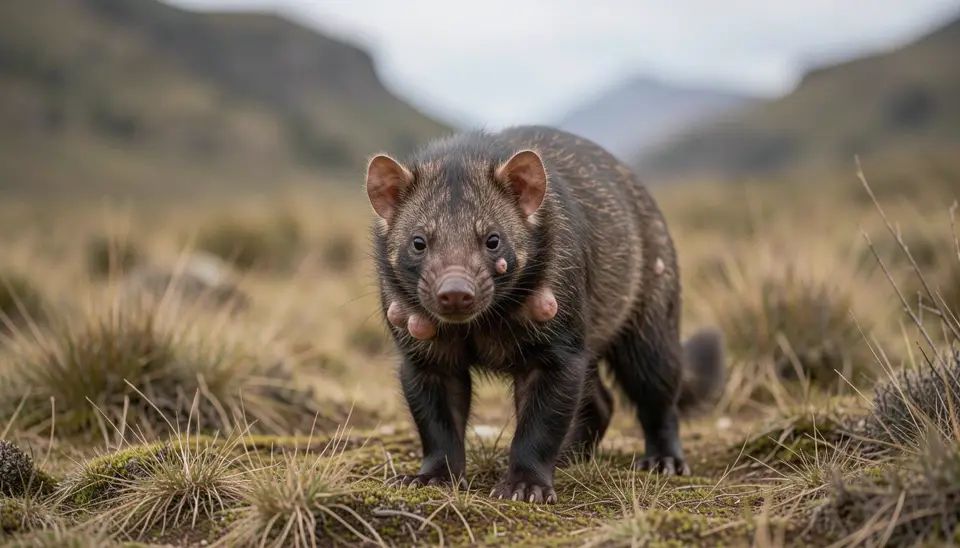 Tasmanian devil with DFTD in the Andean mountains
