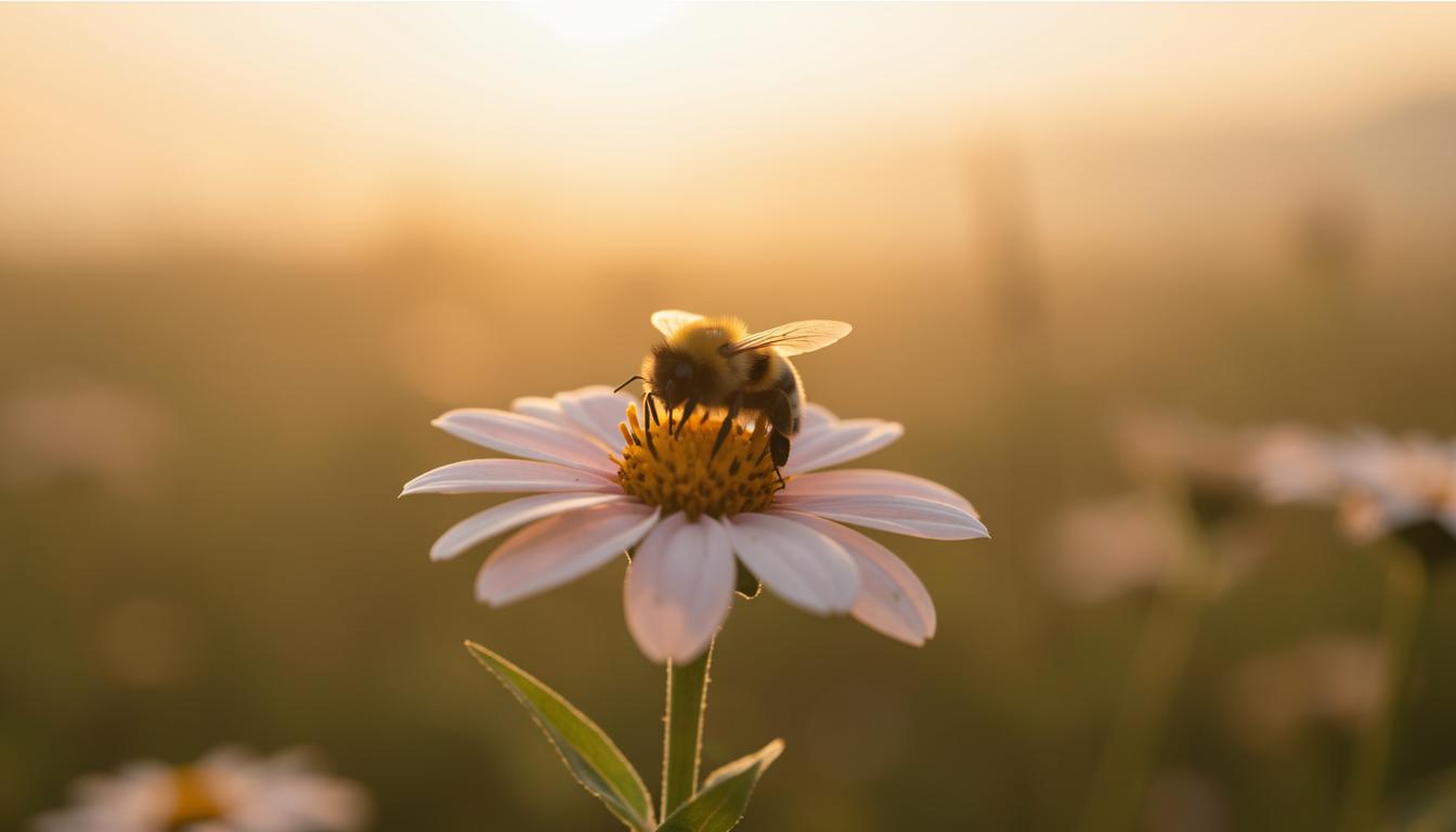 Bumblebee on a flower in a European meadow