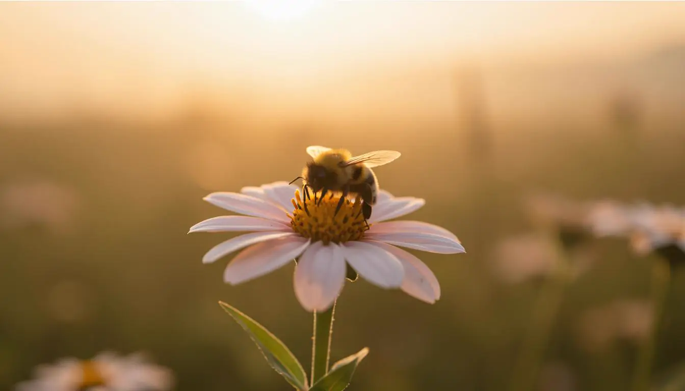 Bumblebee on a flower in a European meadow