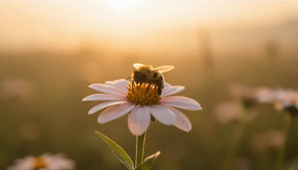 Bumblebee on a flower in a European meadow