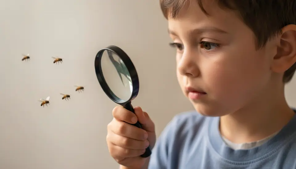 Child curious about native bees in a garden