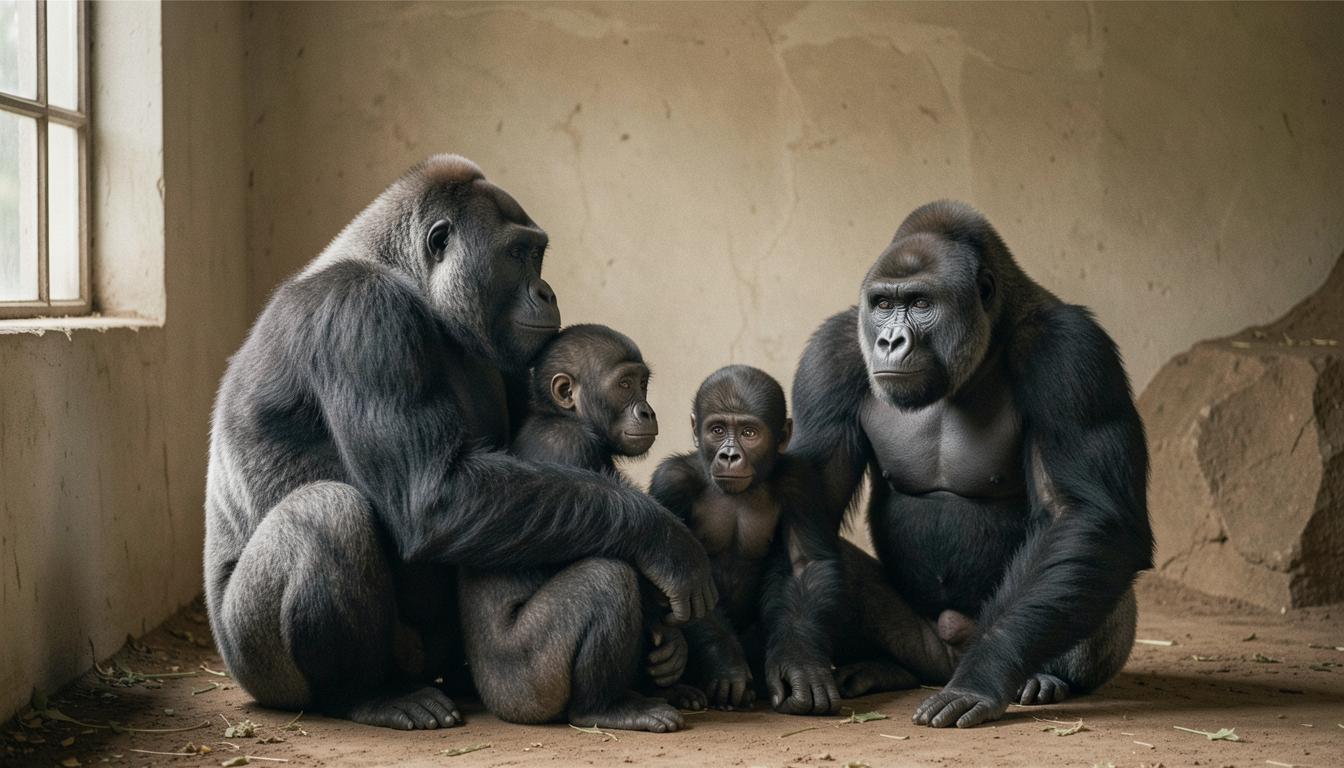 Mountain gorillas in their natural habitat, Virunga Mountains