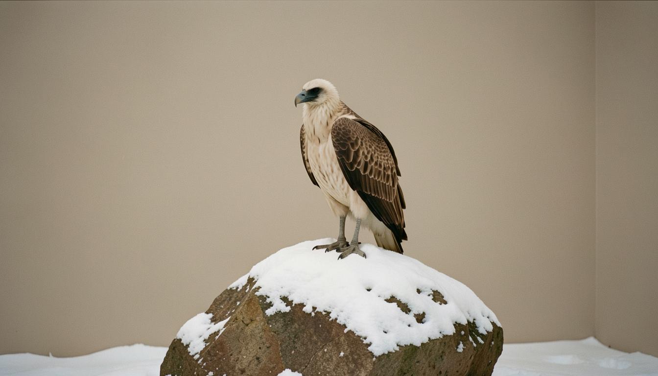 Egyptian vulture in cold climate