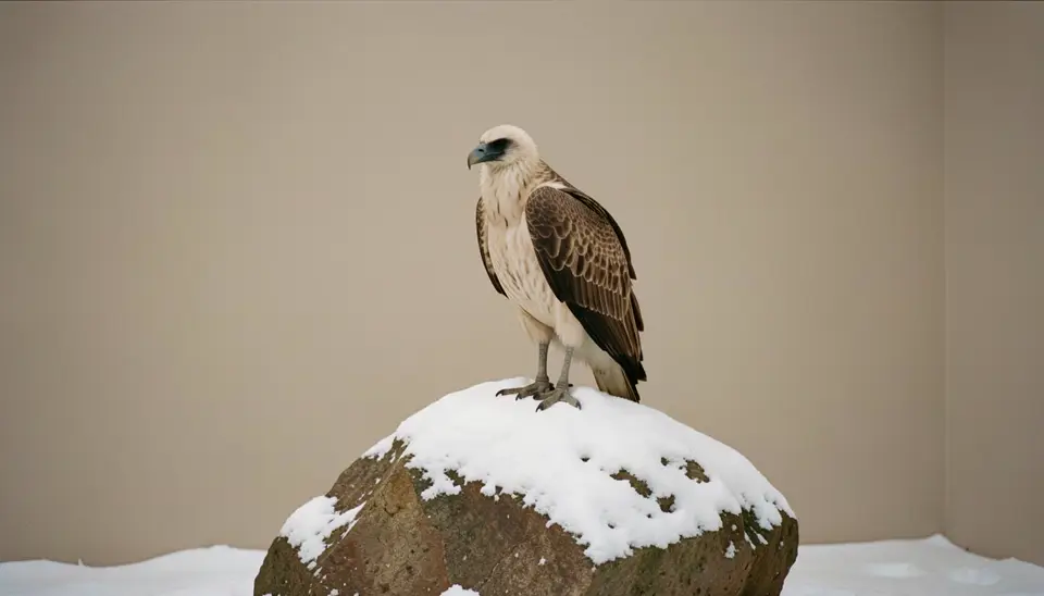 Egyptian vulture in cold climate