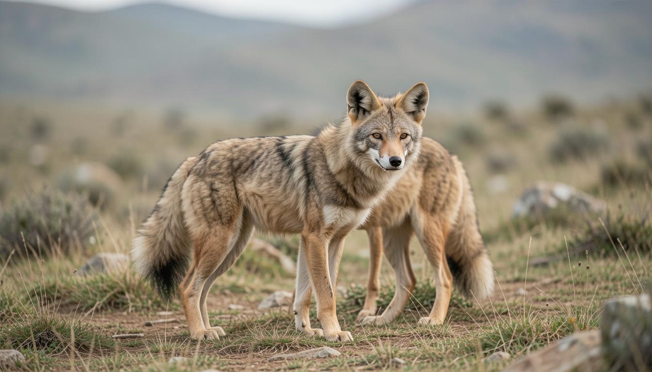 Ethiopian wolf in its natural habitat, facing disease threats