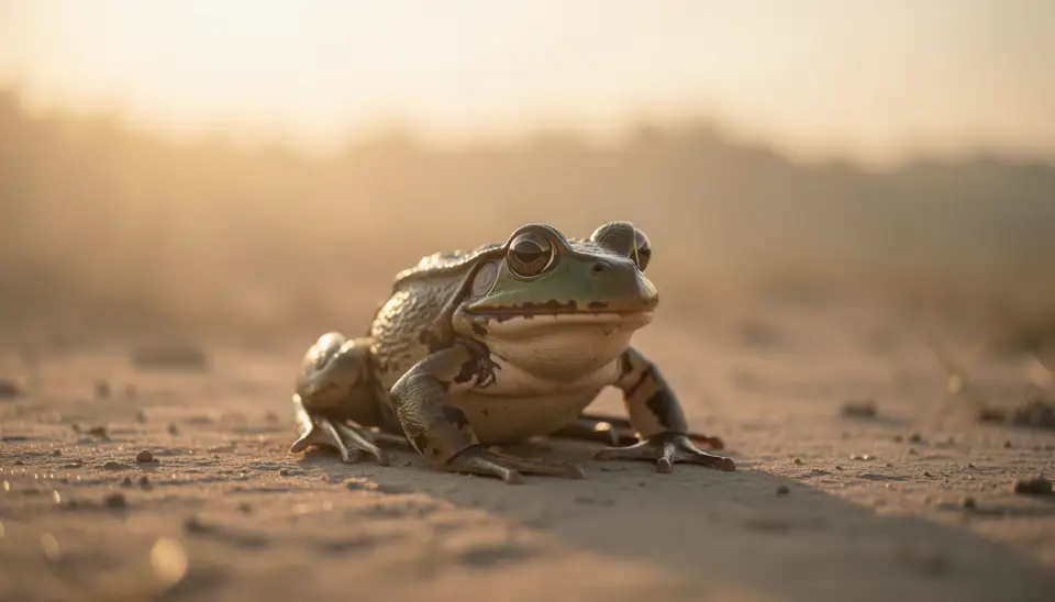 Endangered American bullfrog in its natural habitat