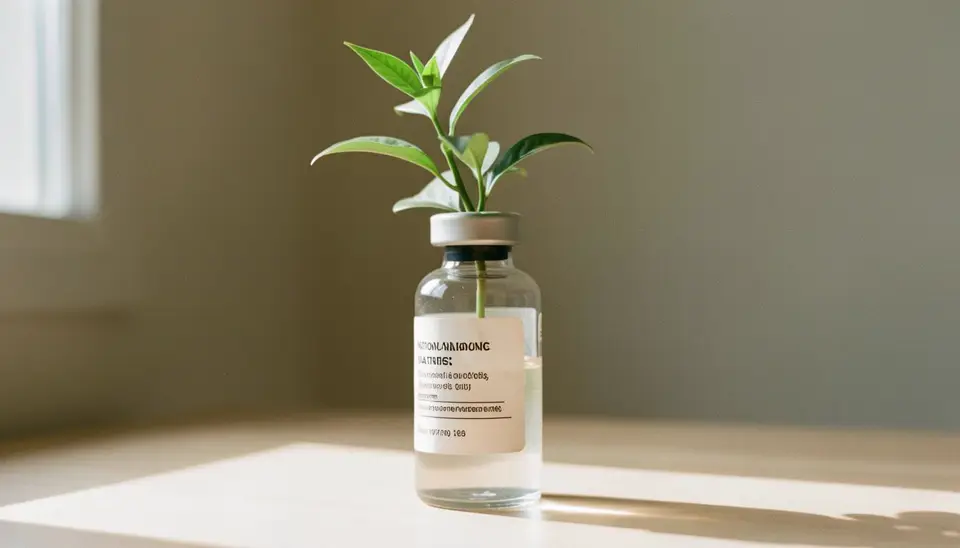 Plant-based vaccine vial symbolizing ethical choice