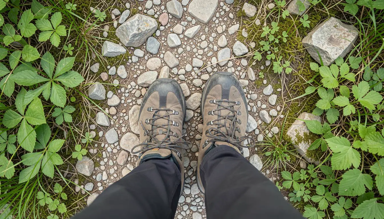Vegan hiking gear on a scenic trail