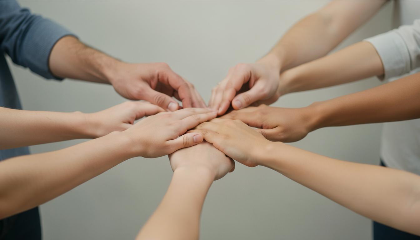 Diverse hands showcasing cruelty-free makeup brushes.