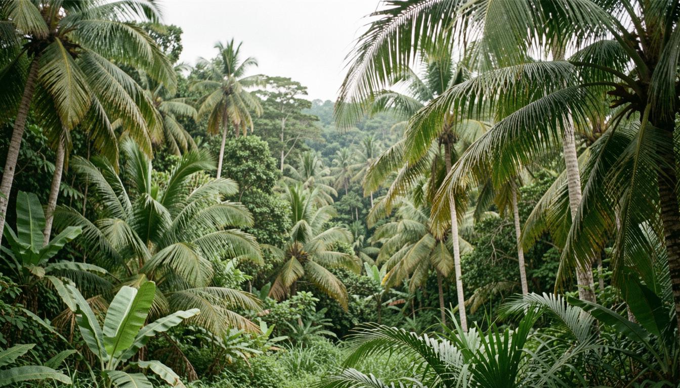 தார்மீக வட்ட விரிவாக்கம் வெப்பமண்டல காலநிலையில் விலங்குகள் சுதந்திரமாக மேயும் கிராமப்புற காட்சி