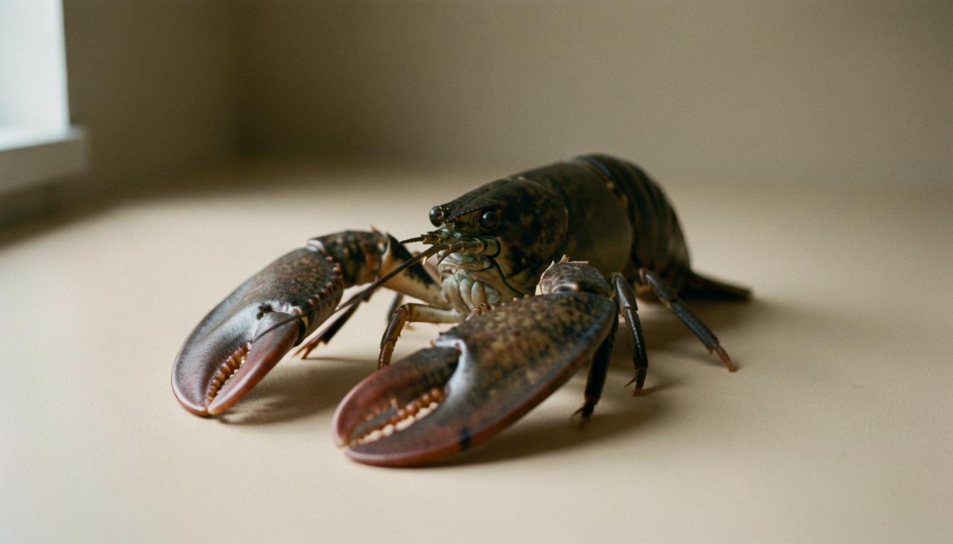 Bir Avrupa ıstakozunun (Homarus gammarus) yakın plan fotoğrafı: kabuklu ve kafadanbacaklı duyarlılığı araştırması için örnek tür.