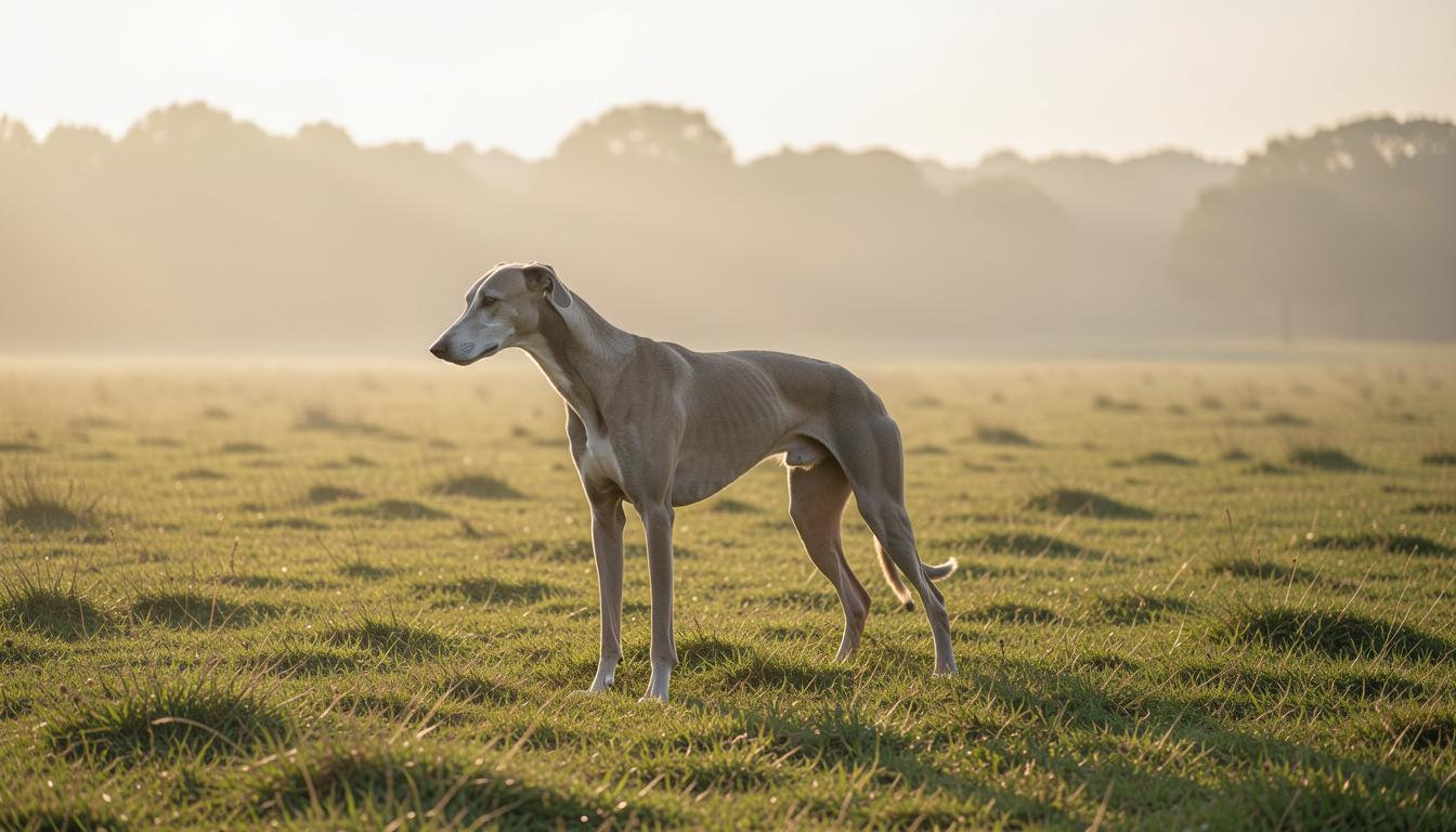 Greyhound in un santuario dopo il salvataggio dalle corse, simbolo della sanctuary rescue story e del conflitto con l'industria della carne