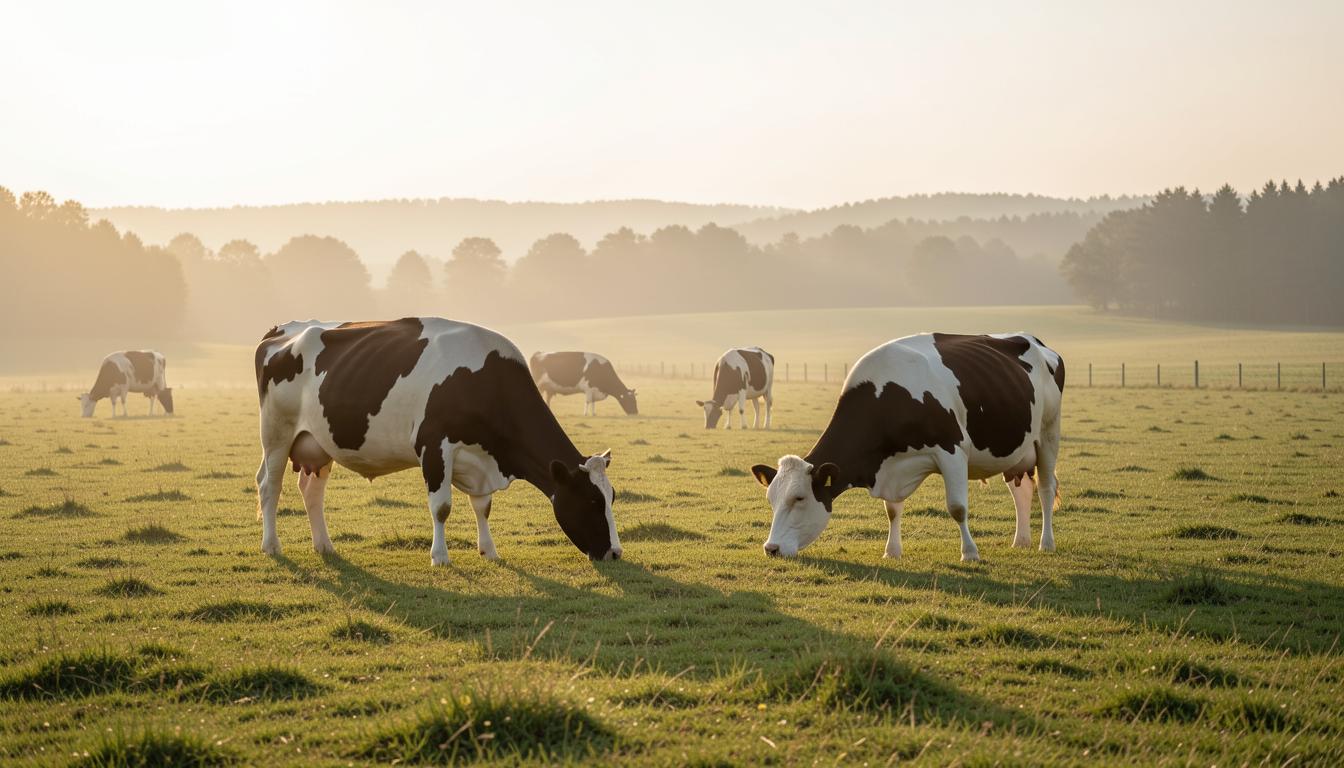 Rescued cow Luna in a regenerative grazing field